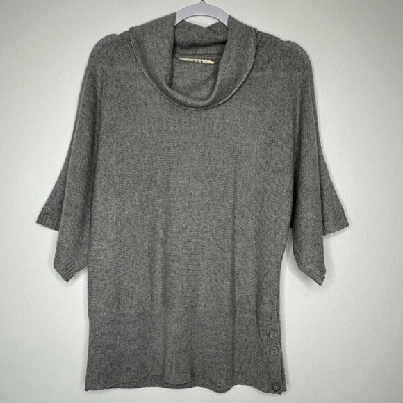 Phoebe & Lola Cashmere Sweater Size M Gray Turtleneck Cowl Neck - Picture 1 of 10